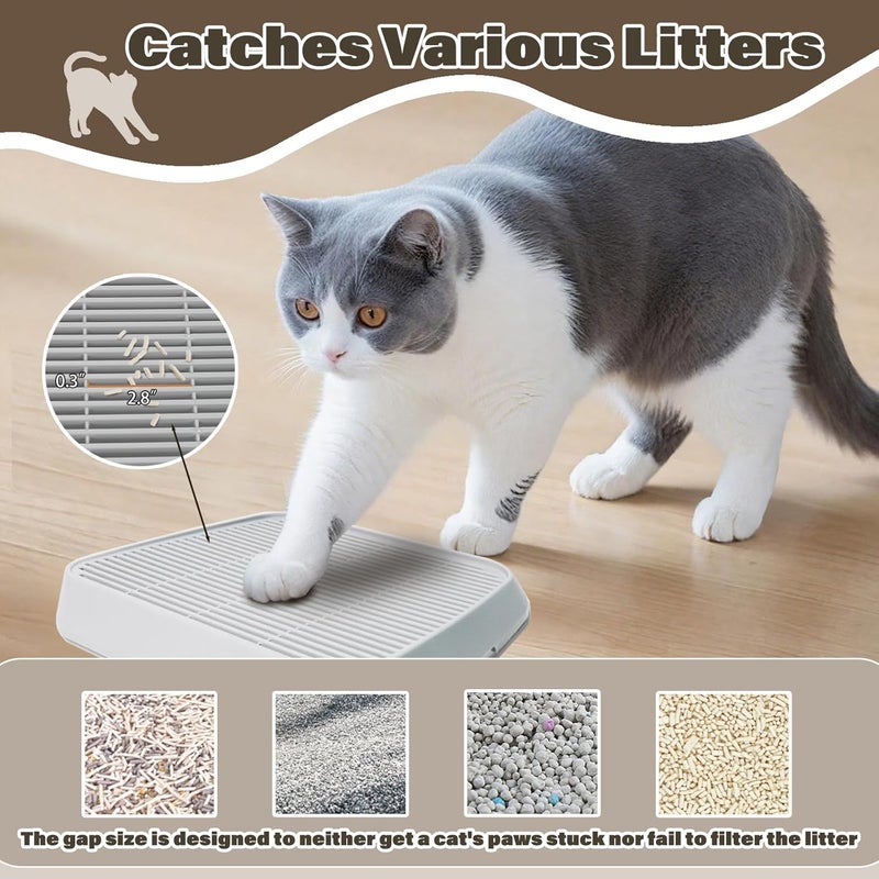 Midollarle Cat Ramp for Litter Box, Cat Pedal Step Stool with Filter Function, Double Layered Cats Litter Trapper Washable Easy Cleaning Kitty Litter Mat Suitable for Small & Elderly Cats(Grey) - Image 5